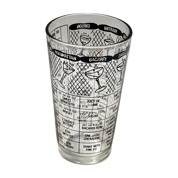 Irwinware Glass Cocktail Mixer Recipe 6 in Tall Bartender Barware Vintage MCM US - Picture 1 of 8